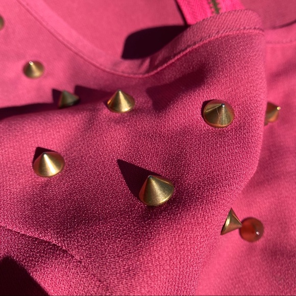 🍷 MISSGUIDED RASPBERRY RED STUDDED A-LINE DRESS! - Picture 7 of 10